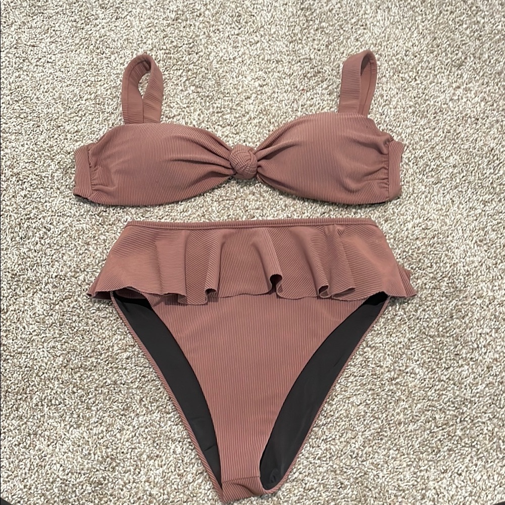Ruffled Mauve Bikini Set- beach riot